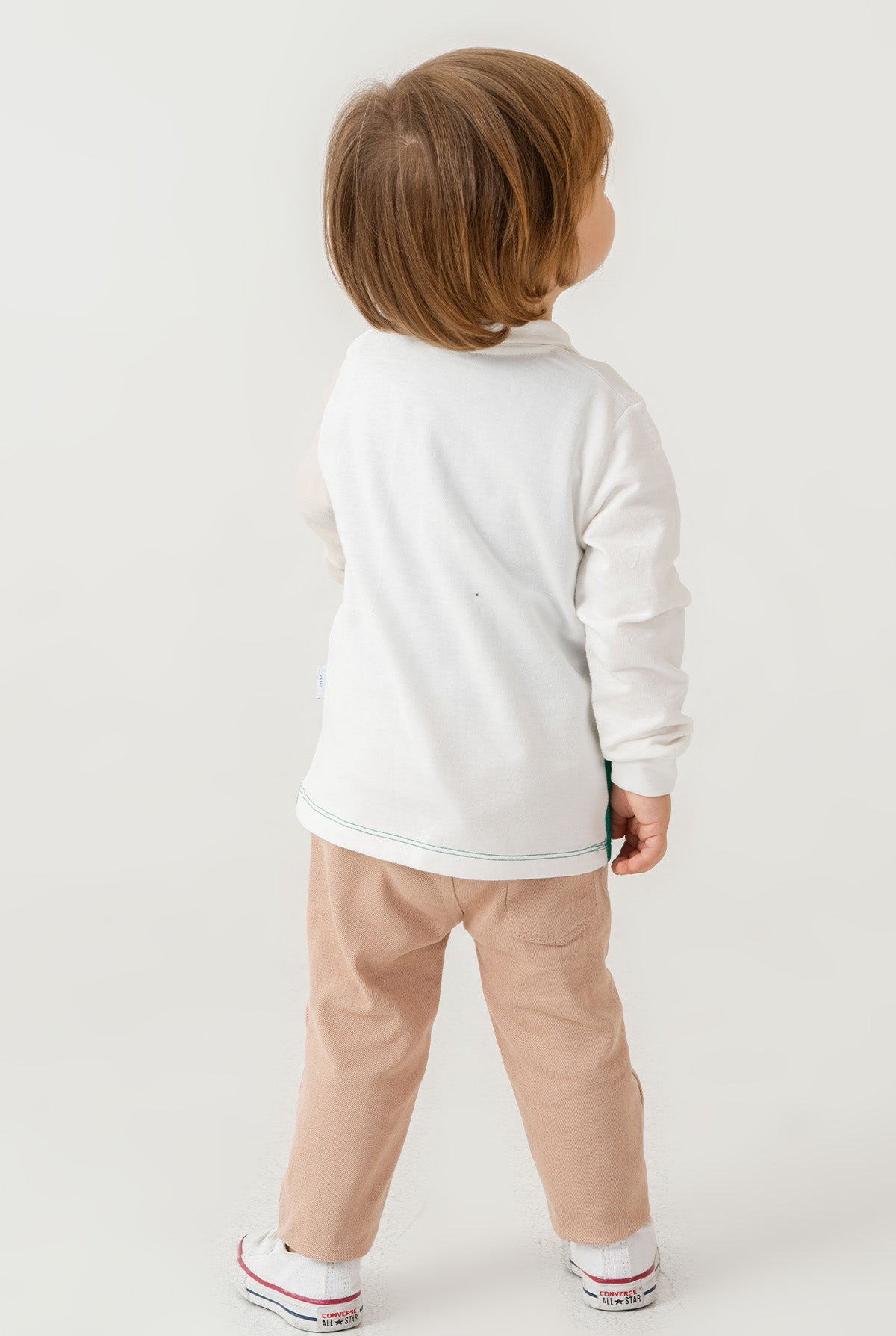 Erkek Bebek Renk Bloklu Uzun Kollu Polo Yaka Sweatshirt